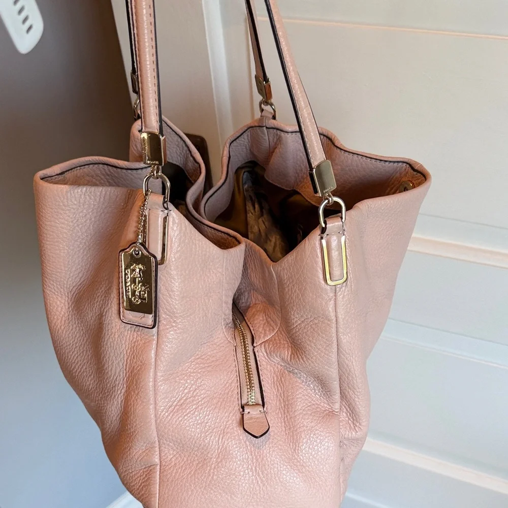 Coach Blush Leather Shoulder Hobo with Gold Hardware